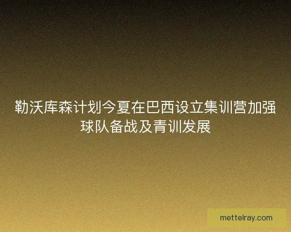 勒沃库森计划今夏在巴西设立集训营加强球队备战及青训发展